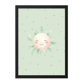 Smiling Sun Framed Wall Art, Watercolor Sun Print, Nursery Decor, Baby Room Art, Pastel Colors, Cute Sun Art, Kids Wall Decor, Sunshine Art - Tawshia